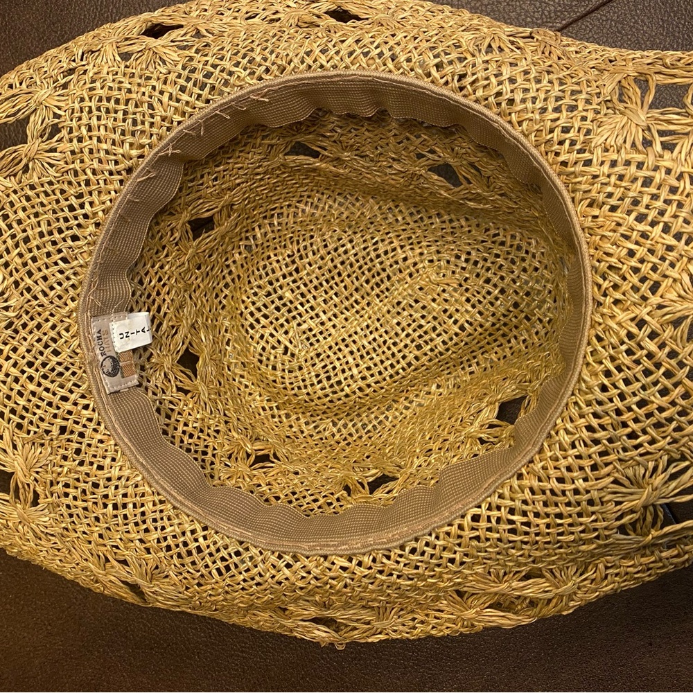 Cream Straw Hat with Wide Brim and Textured Weave